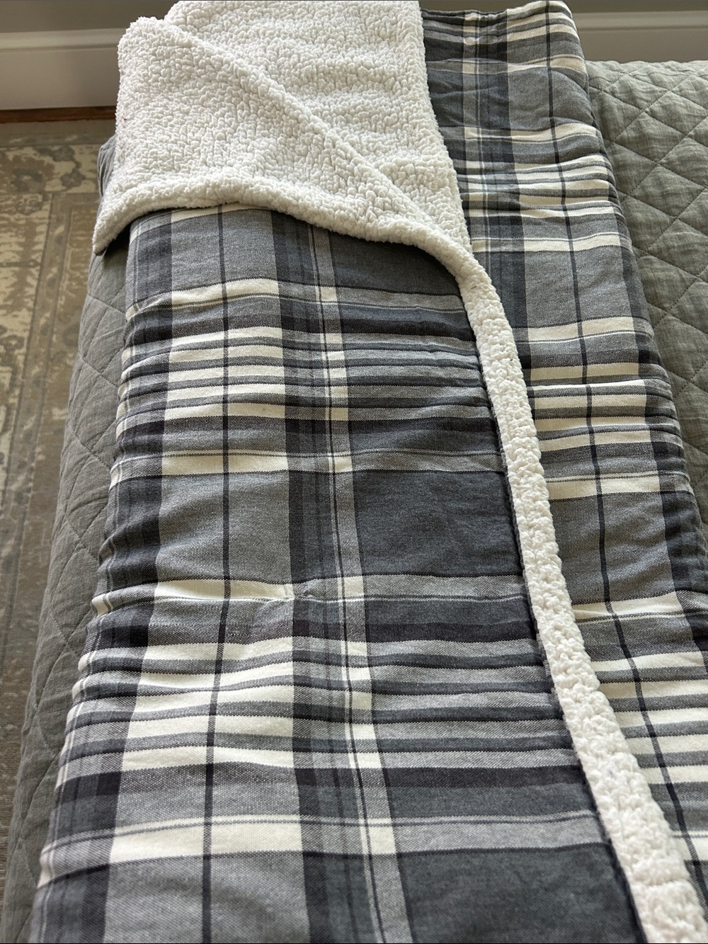 Plaid Gray and White blanket